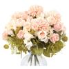 4 Packs Fake Roses Artificial Hydrangeas Artificial Silk Daisies Bouquets Fake Flowers for Kitchen Garden Table Centerpieces Home Wedding Decor