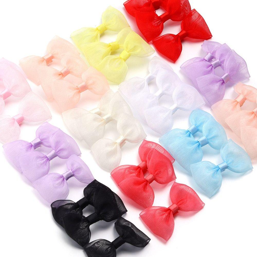 20PCS 2.5*5cm Size Colored Ribbon Bows Gauze Ribbon Sewing Craft Bow Party Decoration