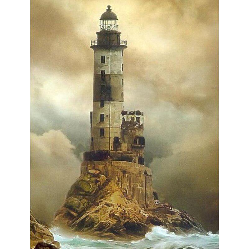 Full Drill Diamond Painting Lighthouse Cross Stitch Scenery Diamond Embroidery Diamond Painting