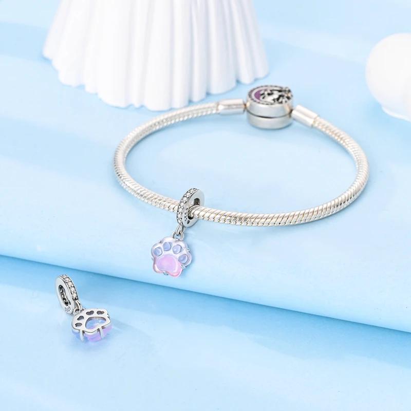 Медно-розовый Светящийся в темноте Кот Щенок Шарм Подвеска Бусины Лучшее Сочетание Оригинальный Браслет Для Женщин Изготовление Украшений