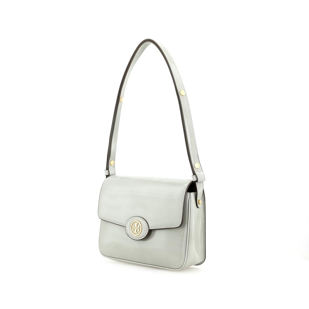 Tory Burch Robinson 21 Magnetic Flap Closure Adjustable Shoulder Strap Leather Crossbody Bag Women bags Light-Gray 143122-021