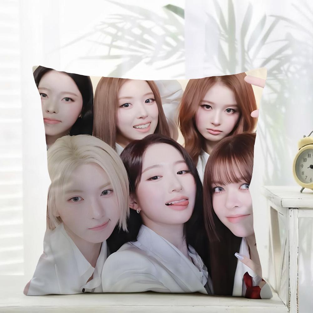 Casual daily kpop girl group fans gift NNMIXX Cushion Cover Daily Washable Linen Pillowcase Soft for Sofa Bed Home Room Decor