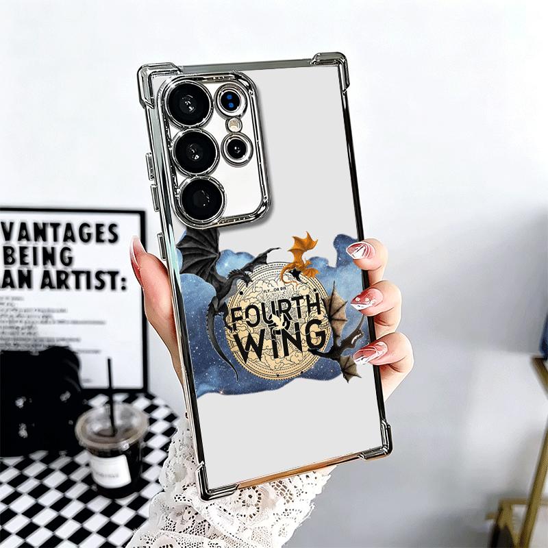 F-Fourth W-Wing Dragon Plating Phone Case For Samsung Galaxy S24 S25 FE S26 Edge S23 Ultra S22 S21 Plus S20 Anti-Fall Airabag Co