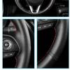 bpzsw1 Hand-Stitched Non-slip black genuine Leather Car Steering Wheel Cover For Mazda CX-30 CX30 2020-2023 Mazda 3 Axela 2020-2022