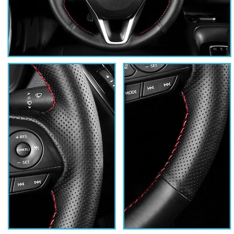 bpzsw1 Hand-Stitched Non-slip black genuine Leather Car Steering Wheel Cover For Mazda CX-30 CX30 2020-2023 Mazda 3 Axela 2020-2022