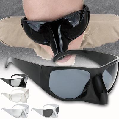 Большие солнцезащитные очки Y2k для женщин, винтажные панк-ретро, инопланетная сова, овальные солнцезащитные очки для мужчин и женщин, забавные очки для вечеринок, щит, маска