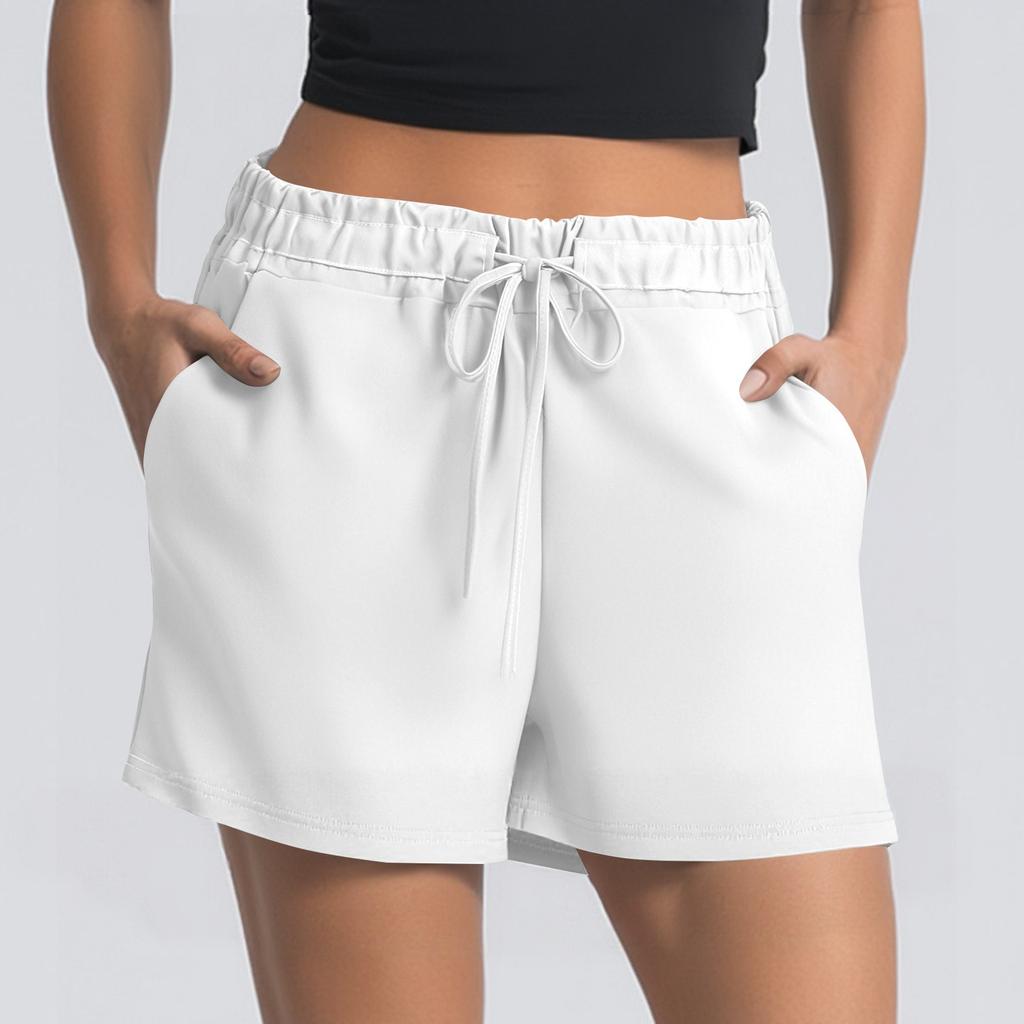 Women's Summer Drawstring Sports Shorts High Waist Casual Shorts With Pockets