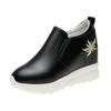 New High Heels Vulcanize Shoes Embroidered Casual Black Women Sneakers Leisure Platform Shoes Slip-On Breathable Height Tennis