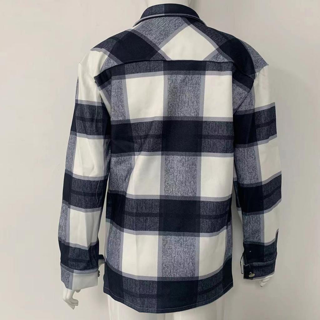 Women's And Winter Fashion Loose Plaid Print Pocket Long Sleeve Jacket