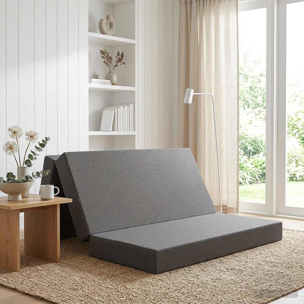 Folding Sofa Bed 120 x 67 x 45 cm Light Grey