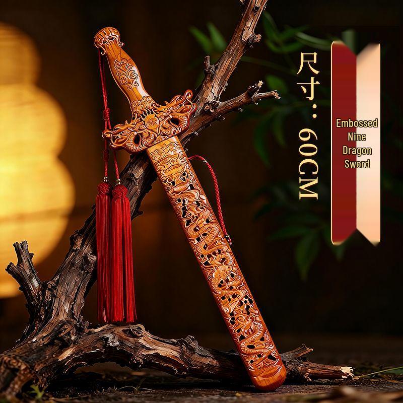 Hand-carved Feicheng Peach Wood Sword Ornament