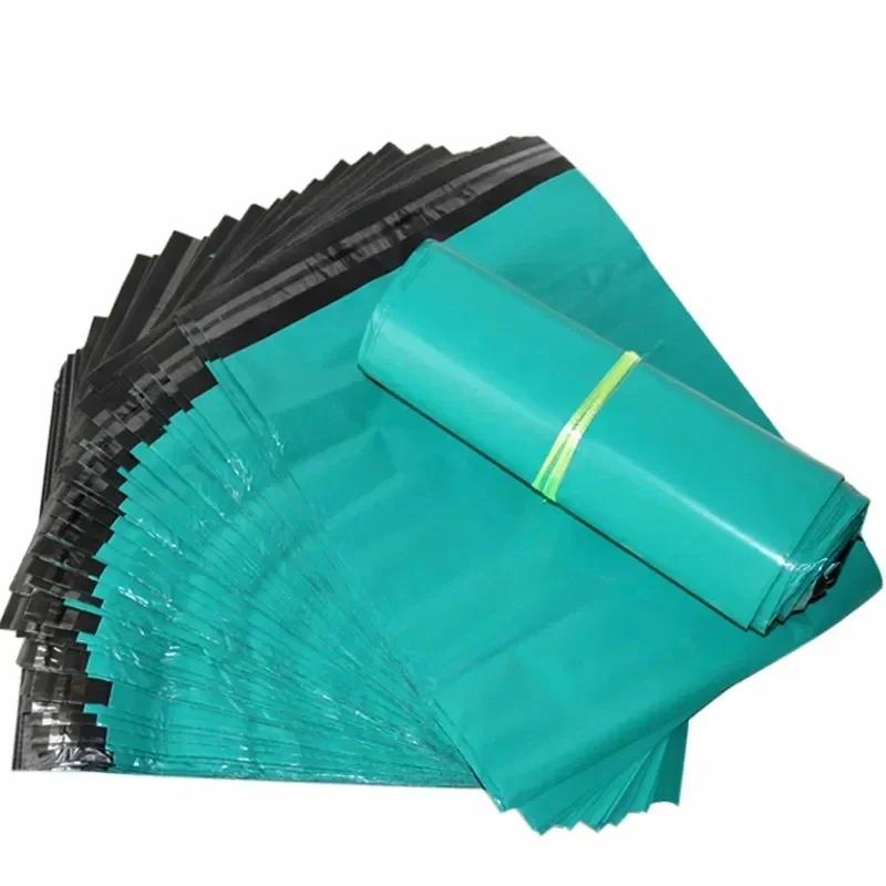 New 100Pcs Plastic Courier Green Bag Express Packaging Bags Thicken Clothing Waterproof Mailing Bags Self Seal Envelope Pouch