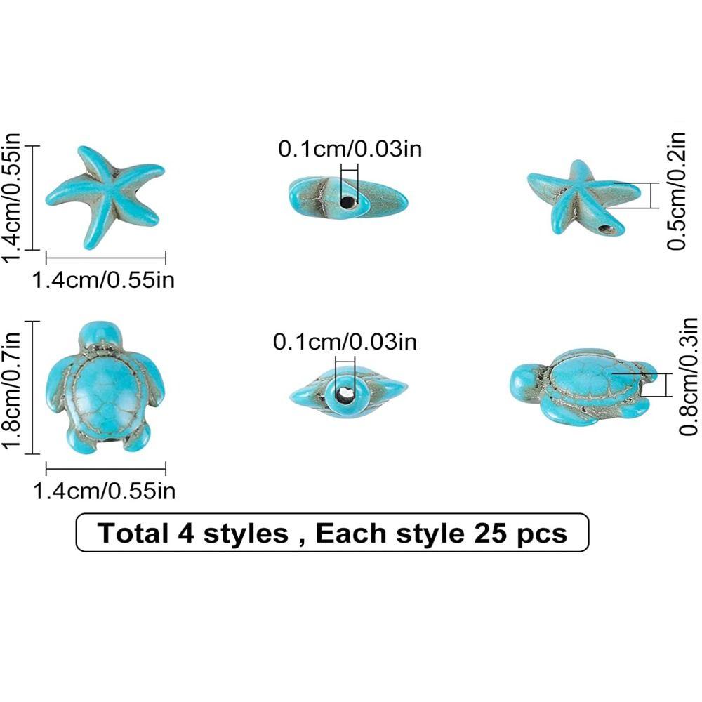 Бусины-разделители с изображением океанских животных, бусины в виде морской черепахи, морской звезды, синтетические бирюзовые бусины в виде морской звезды, черепахи