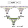 3Pcs/set Plus Size Knit Rainbow Thongs Cotton Stripe Print Anti-shrink Lady Underwear Low Rise T-Back Underwear for Home Women Briefs