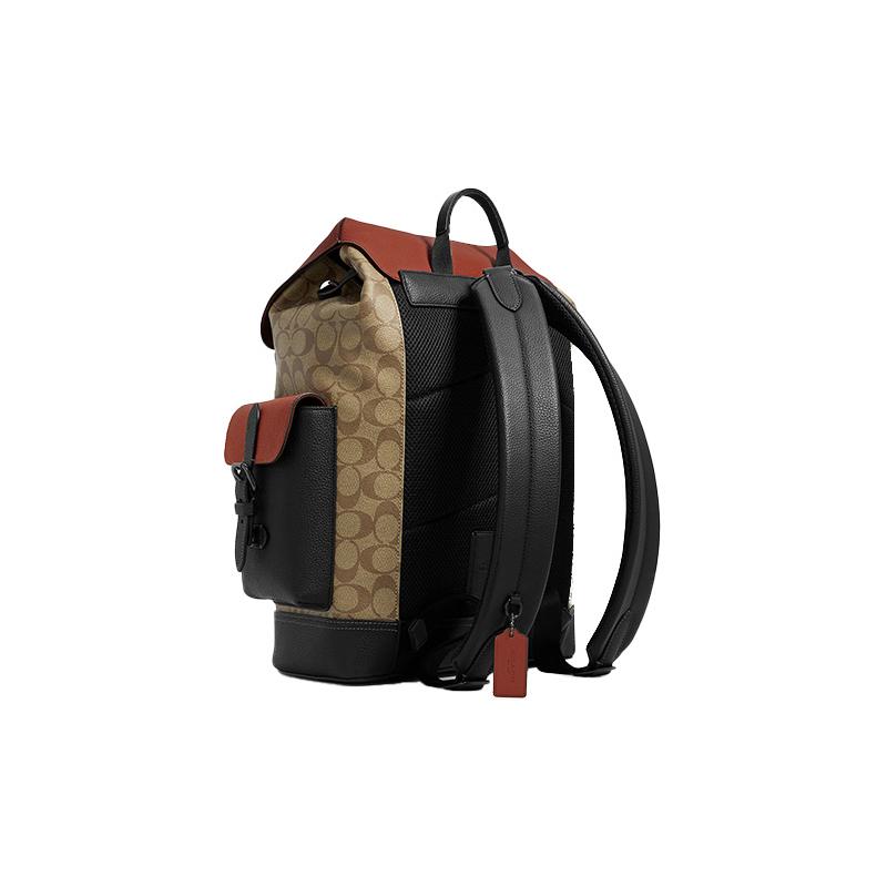 Coach Hudson 30 классический пресбиопический рюкзак из холста и кожи с цветовыми блоками и откидным верхом, большая вместимость, мужской, хаки и черный