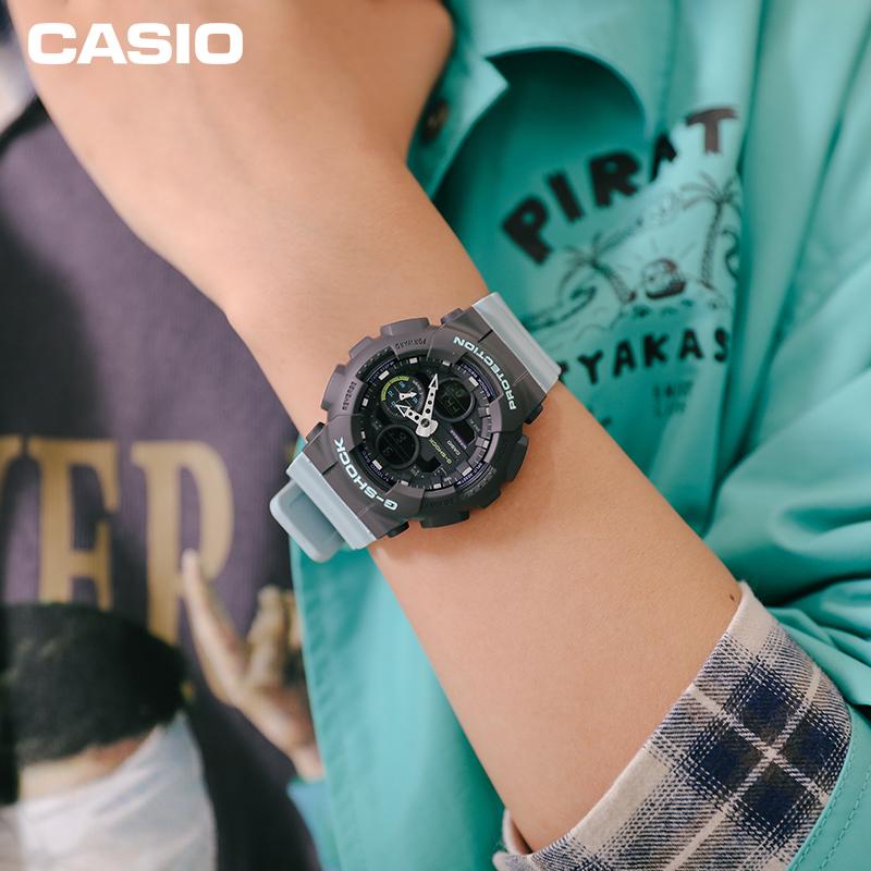 Casio G-Shock Youth GST Series Retro Fashion Trend Three-Eye Dual Display Sports Waterproof Quartz Movement Resin Strap Watch GMA-S140-2APR