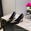 Французские черные туфли на высоком каблуке женские 2025 новый темперамент Муза фанат шпилька острый носок сексуальные одинарные туфли универсальные шпильки