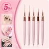 Elongated Lines Striping Drawing UV Gel Painting Nail Design Pen Professional Manicure Tool 5 Pcs Nail Art Liner Brushes Set