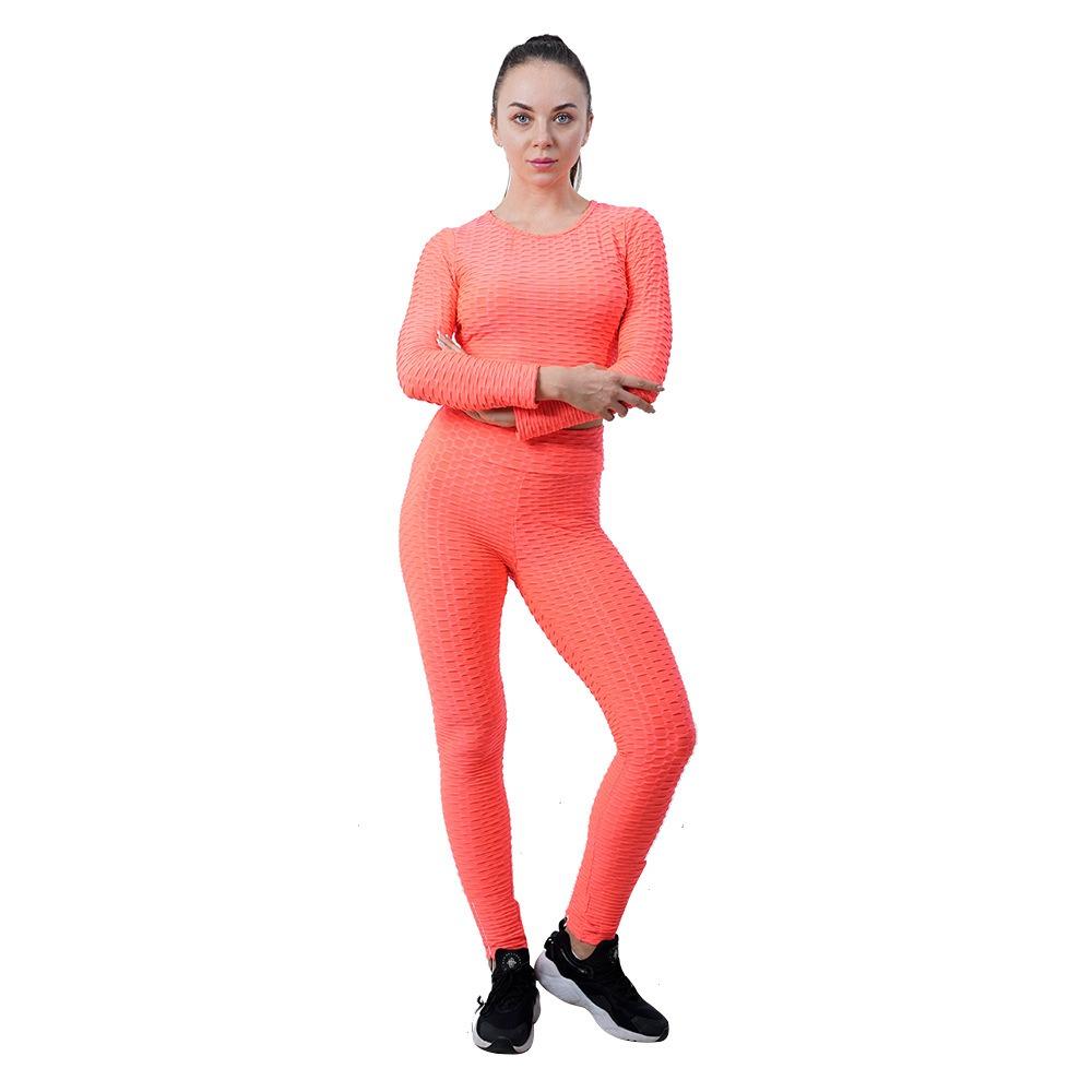 Комплект для йоги Женская одежда для йоги Bubble Yoga Бег Фитнес Одежда с высокой талией Персиковый подъем бедер Одежда для йоги