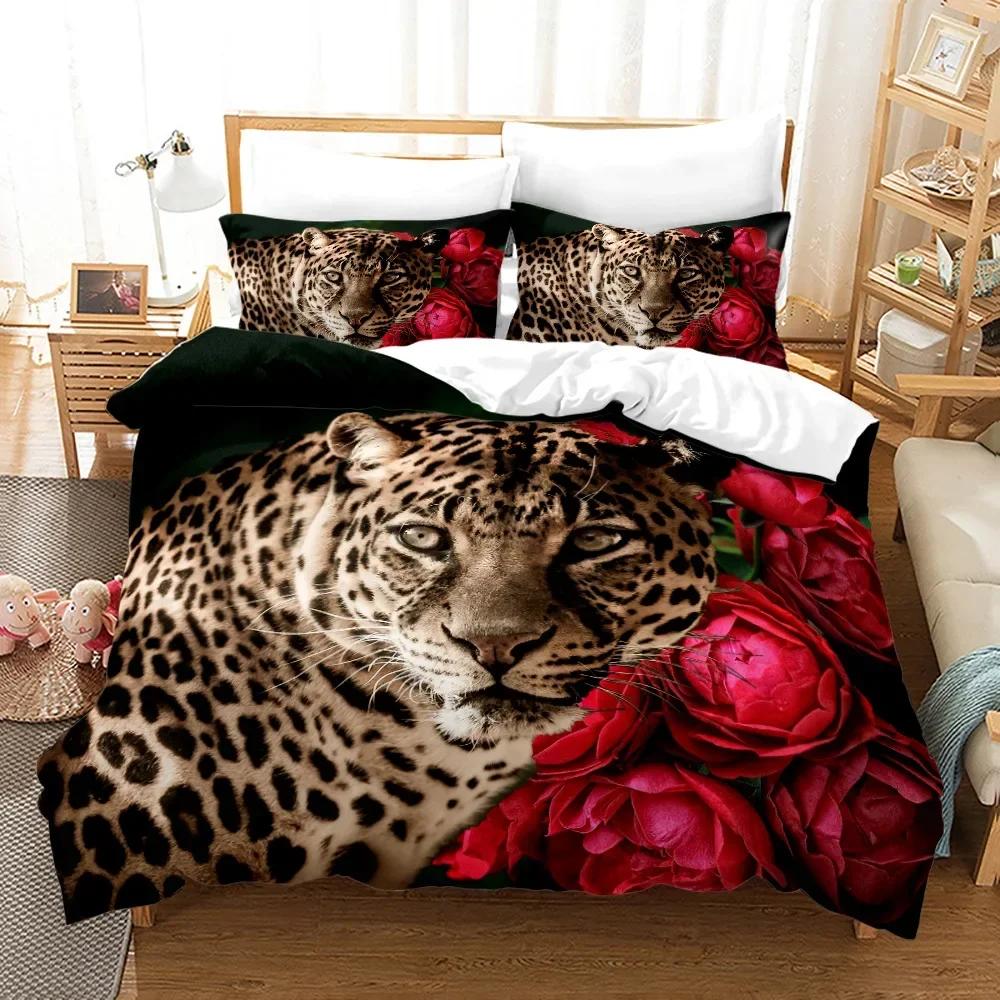 Leopard Black Panther Comfortable Duvet Quilt Cover Pillowcase Bedding Set Children Bedroom Decoration Home Textile