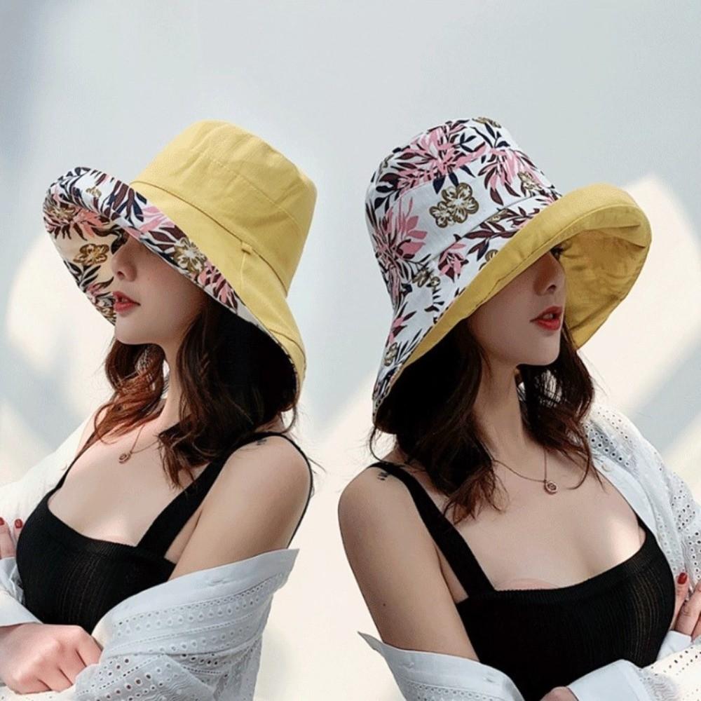 Panama Style Fisherman Hat Reversible Big Brim Hat Versatile Sun Visor Cap for Women