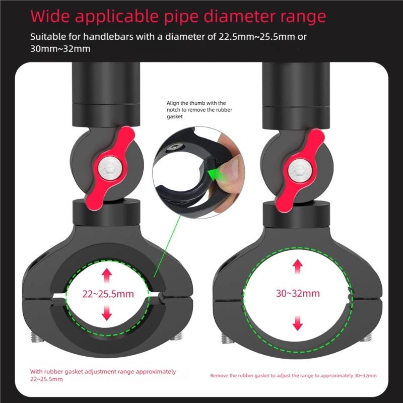 Lightweight 360 Degree Rotating Camera Bike Handlebar Clamp Quick Installation Cycling Accessories for 360 Action Camera