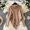 Осень-зима теплый вязаный свитер водолазка пуловер топы женские модные длинные рукава джемперы с искусственным мехом