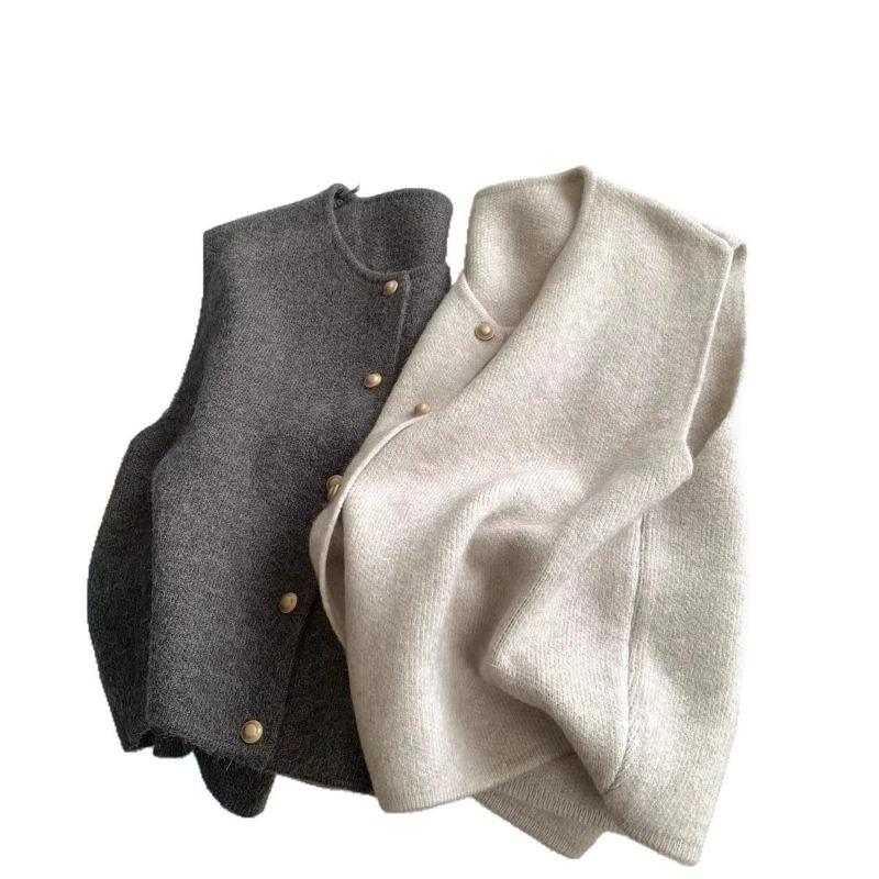 Нежный департаментский высококлассный жилет темпераментный универсальный однобортный вязаный жилет женский осенне-зимний многослойный накидной жилет