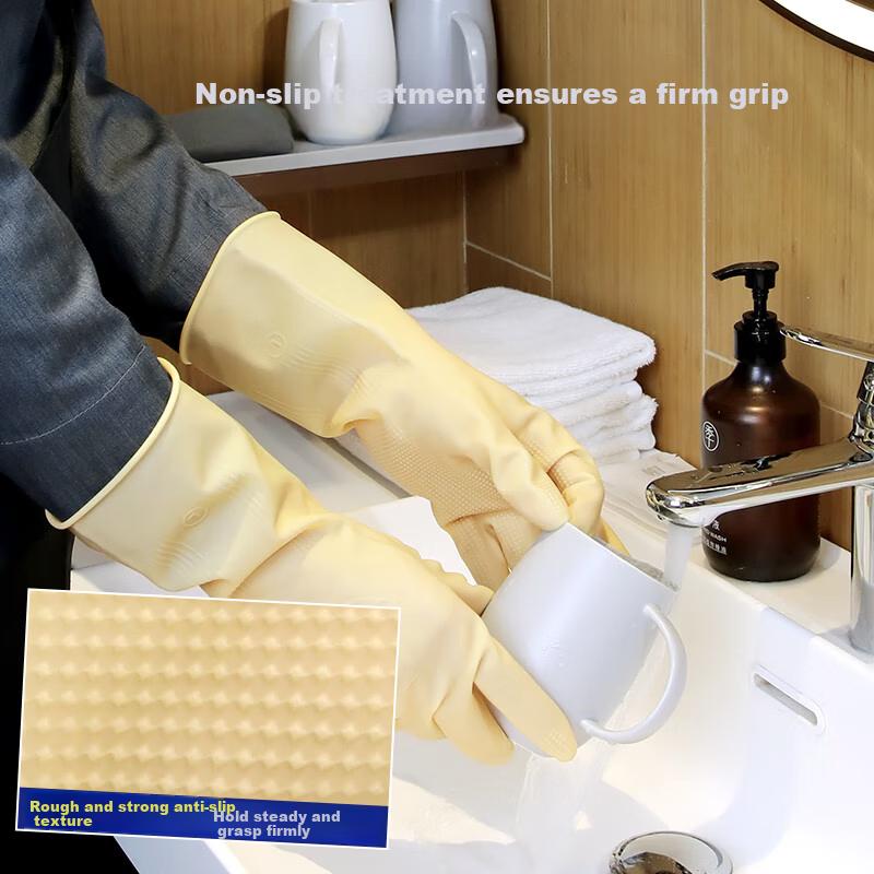 Yizhixuan Rubber Gloves L Size 10 Pairs Thickened Kitchen Dishwashing Latex Household Work Waterproof Cleaning Gloves
