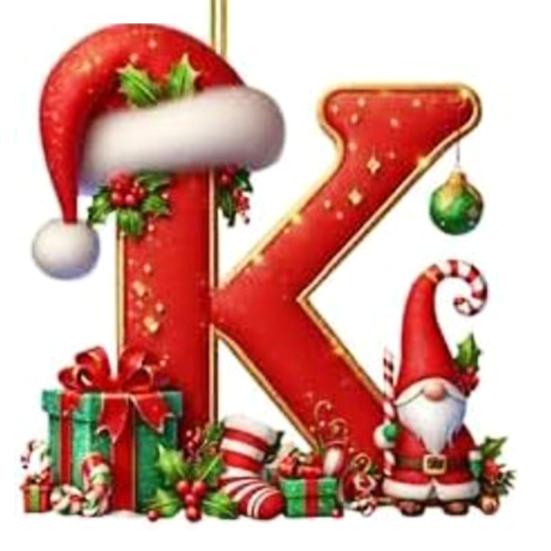 Красные инициалы Рождественские украшения 2D акриловые персонализированные гномы монограммный кулон с шапкой Санты 26 букв украшение для подвешивания на рождественскую елку