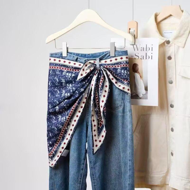 Retro simple and versatile big triangle scarf women's spring summer high-end feeling bag headscarf scarf shawl fart curtain decoration