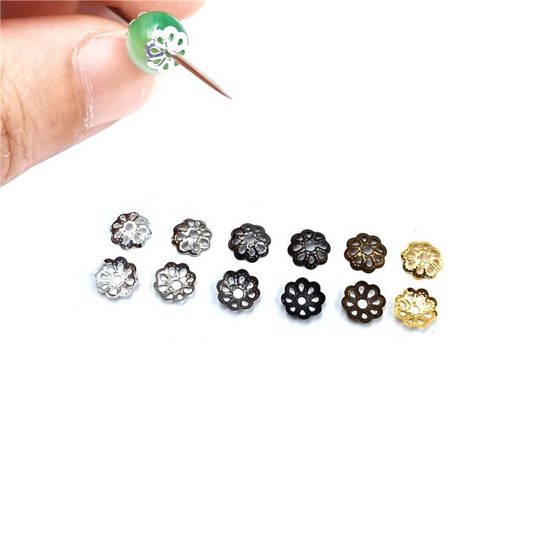 300Pcs 6mm DIY Bead Caps Hollow Flower End Cap Connectors for Jewelry Making