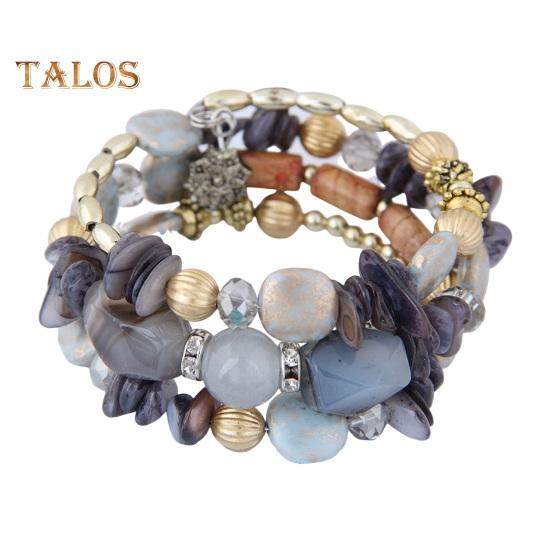 Unisex Bracelet Alloy Irregular Shape Stones Multi-layered Stacking Retro Ethnic Bohemian Faux Turquoise Faux Agate Adjustable Elastic Cord Wrist