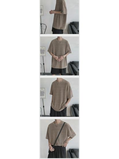 Мужская стильная футболка с короткими рукавами и ажурным узором - летняя одежда высшего качества