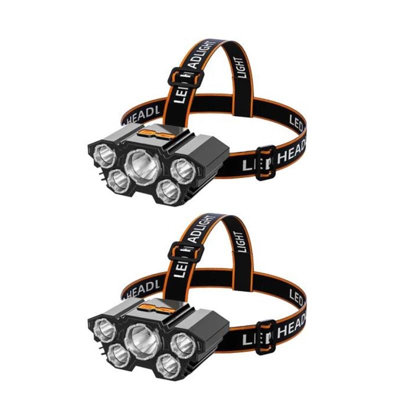 5 LED Headlamp Rechargeable with Built In 18650 Battery Strong Light Headlight Camping Adventure Fishing Head Light Flashlight