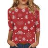 Women's Fashion Casual Seven Sleeve Christmas Printed Round Neck Top