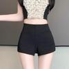 2024 Женские шорты с высокой талией, черные, А-силуэта, летние - Утягивающие, Варианты больших размеров, Повседневная посадка