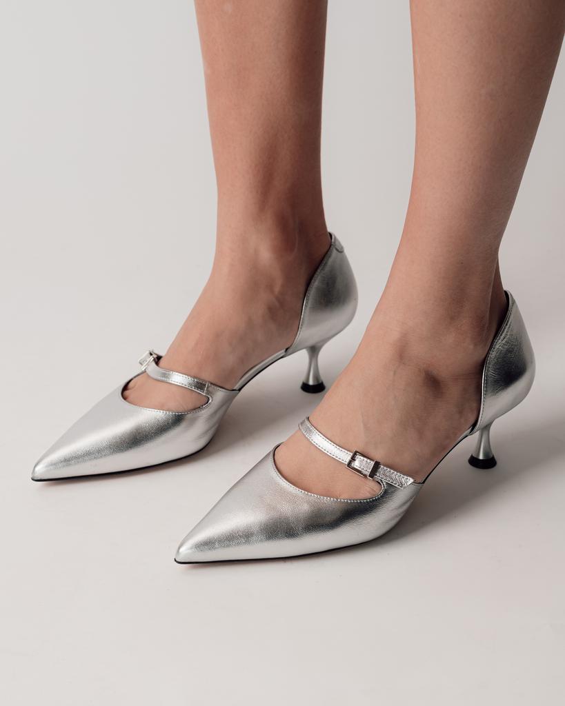 Туфли на каблуке Lottini 320215 36 серебристые кожа