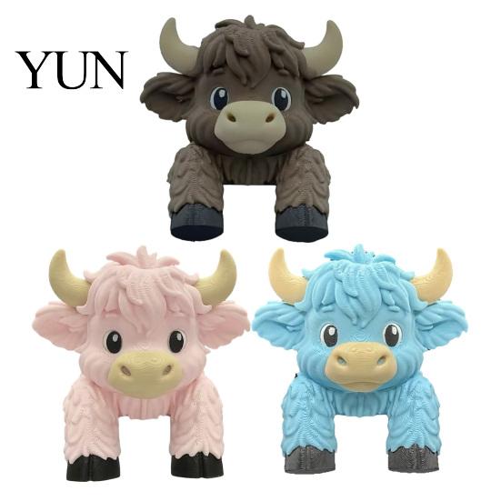 Unique Office Workspace Gadget Cute Highland Cow Monitor Sitter Decor, 3D Printed Figurine, Fun Gifts for Friends Desktop Ornament Computer Edge, Home