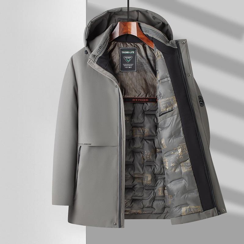 Зимняя мужская одежда с хлопковой подкладкой, деловая повседневная теплая куртка с капюшоном и съемной хлопковой подкладкой, мужская куртка