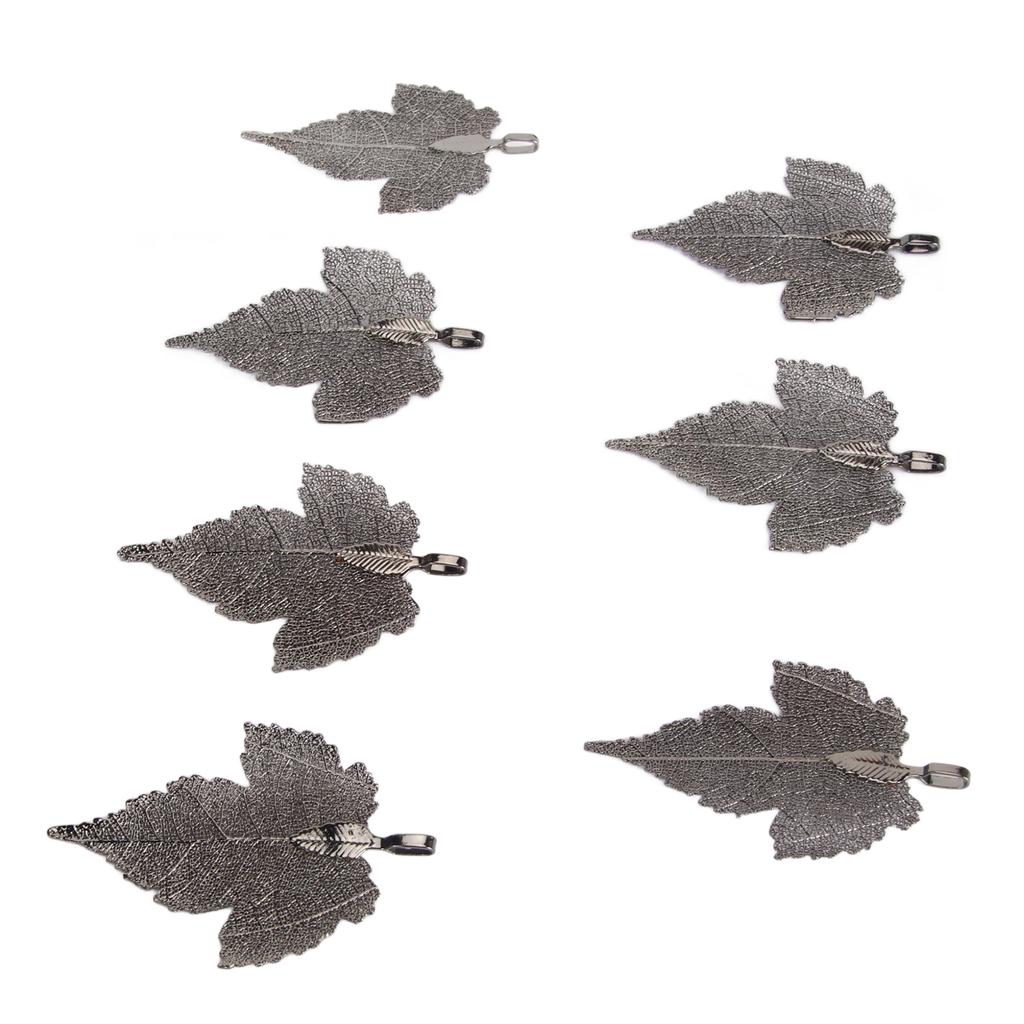 7pcs Leaf Pendant Healthy Zinc Alloy Durable DIY Ingenious Craft Leaves Pendant for Party Black