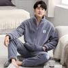 Men's Winter Coral Velvet and Velvet Thick Pajamas New High-neck Flannel Home Jacket Can Be Worn Outside