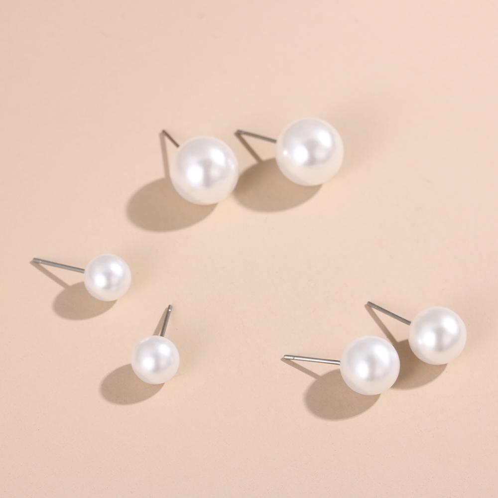 Elegant Round Ball Earrings 4mm 5mm 6mm 8mm 10mm 12mm Ear Stud Fashion Pearl Earrings Women