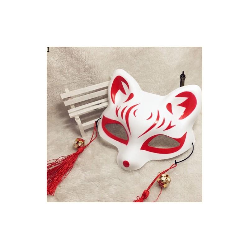 Японское Аниме Маска Лисы на Пол-лица Раскрашенные Вручную Косплей Кицунэ Аксессуар для Хэллоуин Костюма