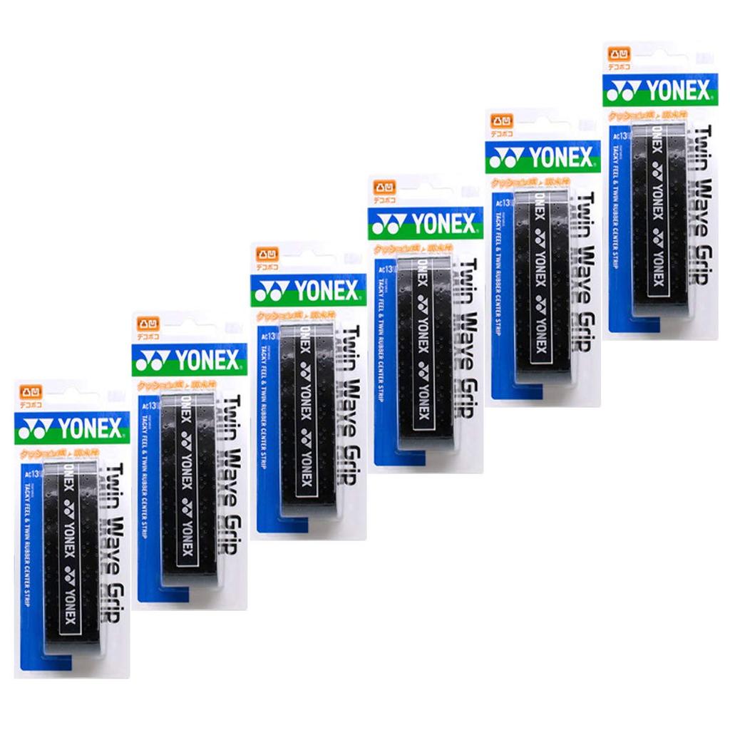 YONEX Twin Wave Grip Set of 6 Black AC139-007-6SET