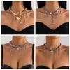 Metal Chain Love Heart Pendant Choker Trendy Goth Style Necklace Multilayer Tassel Necklace  Lady