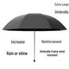 Twelve-Bone Folding Sunshade Umbrella - Large, Black, Logo-Printed for Sun and Rain Protection