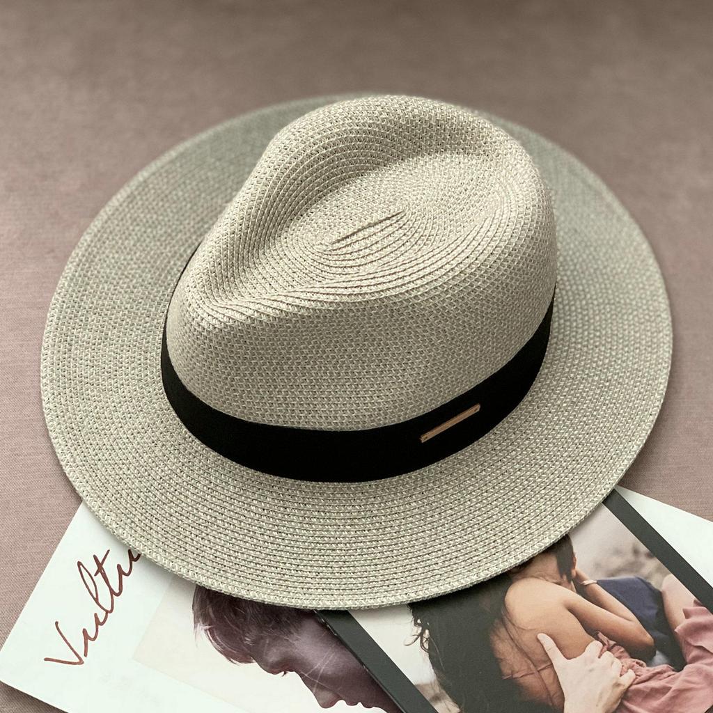 Unisex Panama Straw Sun Hat with Wide Brim, UV Protection, and Adjustable Fit