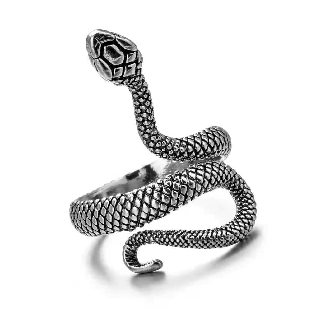 Gothic Ring Silver Black Metal Serpent Ring Women's Men's Fashion Adjustable Ring Jewelry MIT