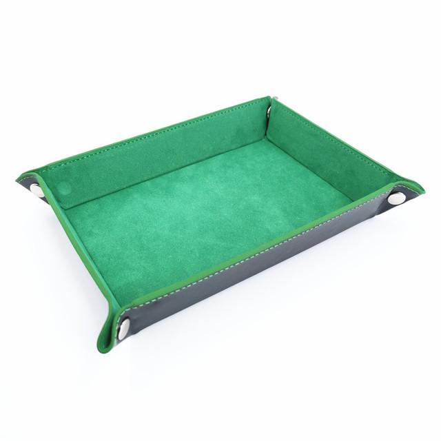 Empty Pocket Rectangular Foldable PU Leather Flannel Tray Catchall Folding Modern Entrance Inputs Key Small Items Receiver